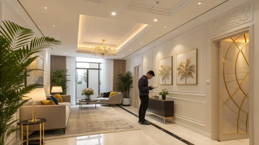 Clean and modern apartment interior design in Phnom Penh.